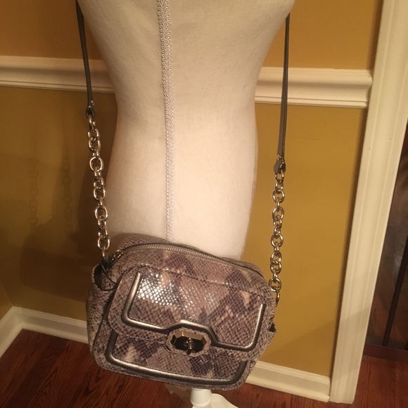 Coach exotic Pewter leather Crossbody chain purse - Picture 6 of 8